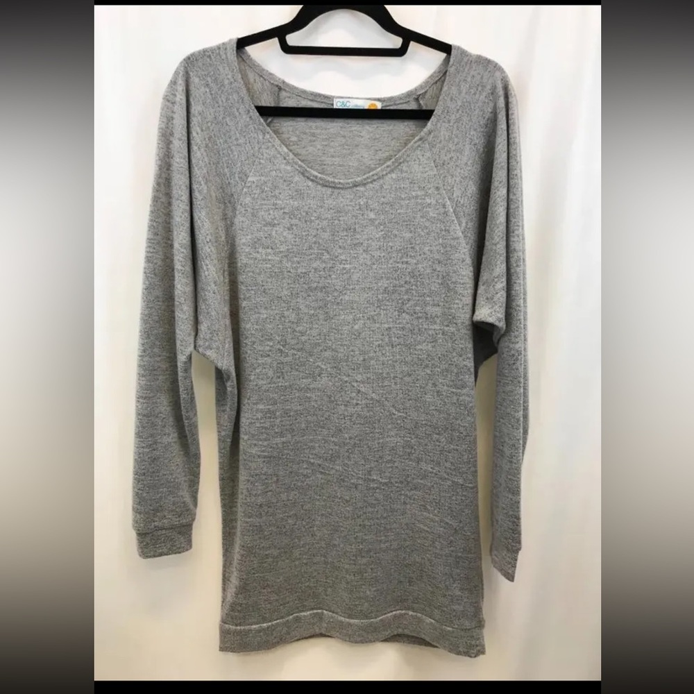 C&C California Heathered Gray Long Sleeve Sweater Dress Sz L